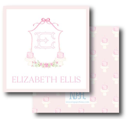 Vintage Cake Pink Crest Enclosure Card