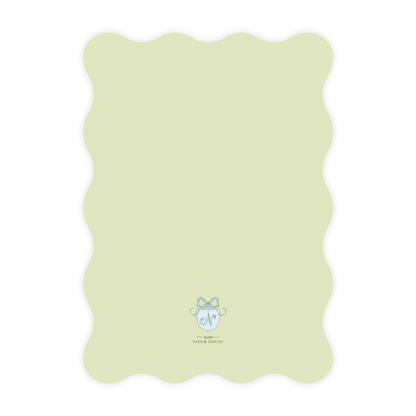 Circle Holiday Frame Green Wavy Die Cut Holiday Card