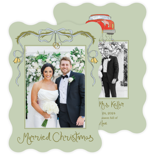 Married Christmas Wavy Die Cut Holiday Card