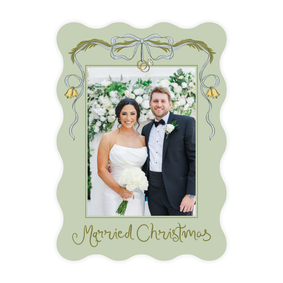 Married Christmas Wavy Die Cut Holiday Card