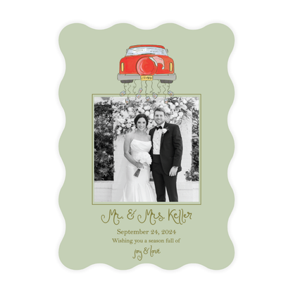 Married Christmas Wavy Die Cut Holiday Card