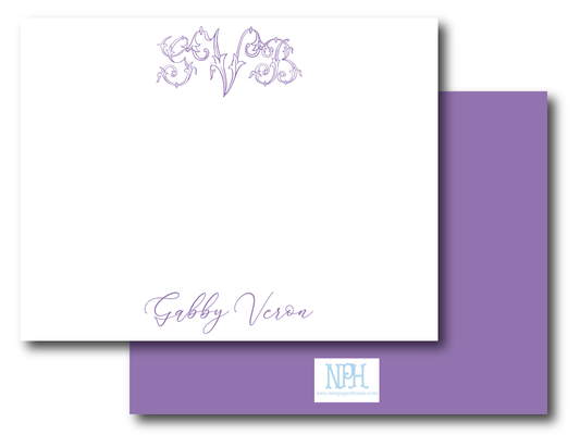 Scroll Monogram Stationery Set -Customize Color