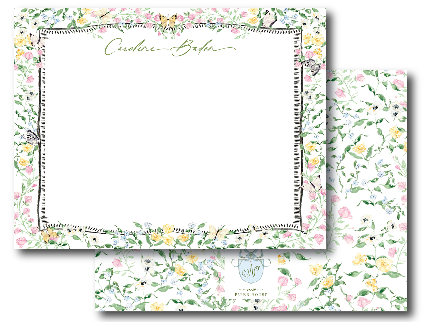 Floral Frame Butterfly Stationery Set