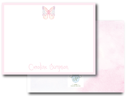 Pink Butterfly Stationery Set