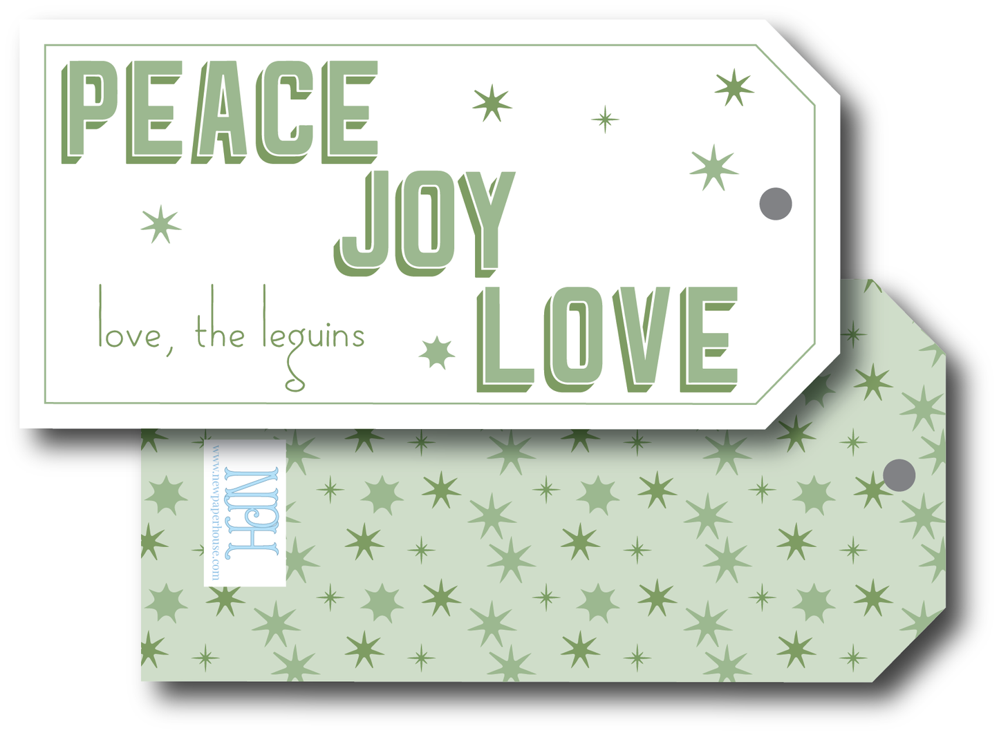 Peace Love Joy Green Holiday Gift Tag