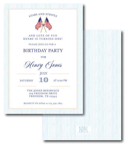 American Flag Birthday Invitation