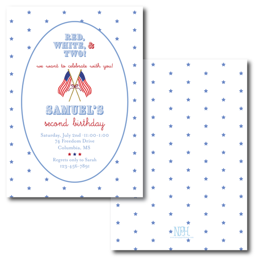 American Flag Two Birthday Invitation