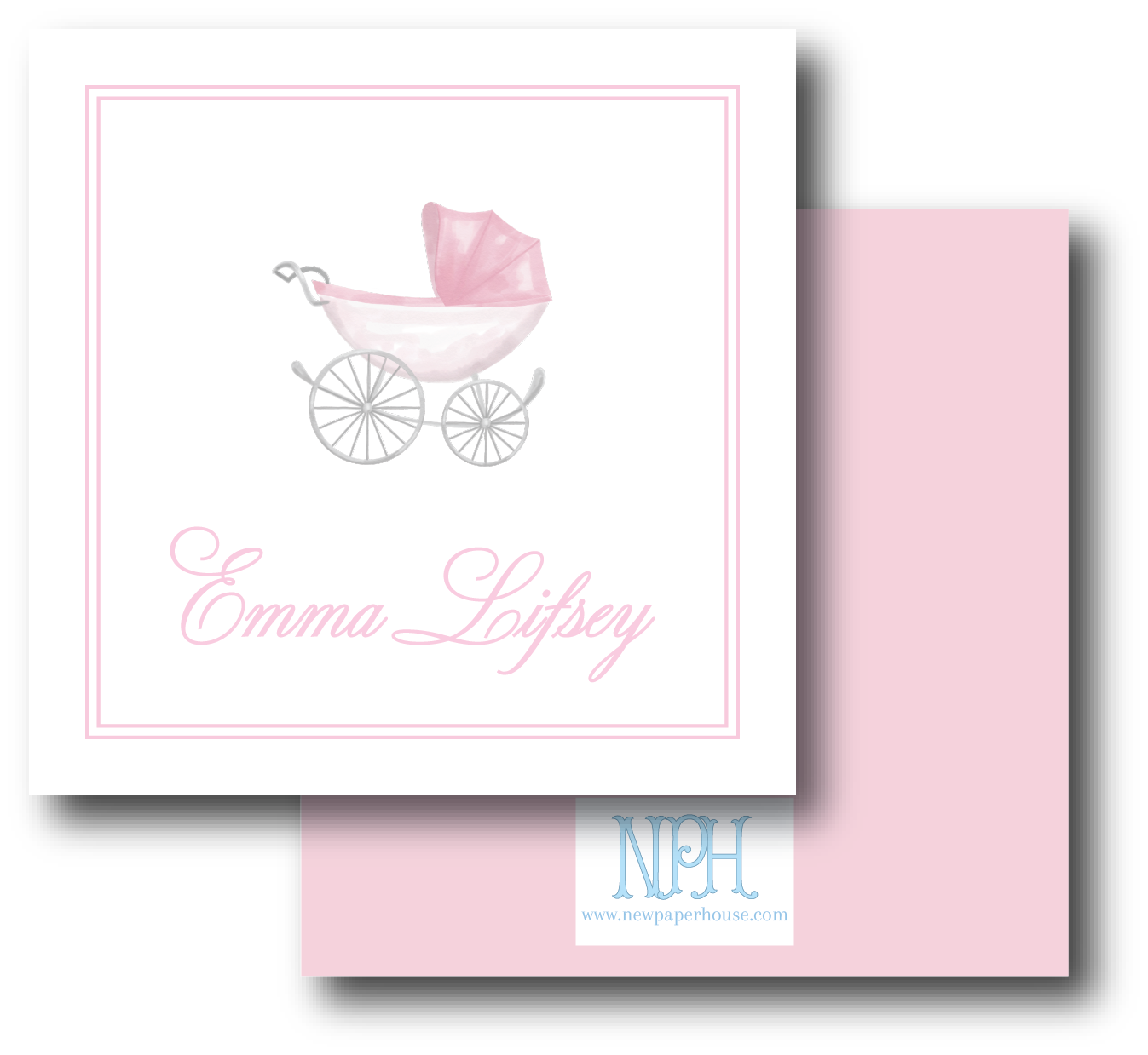 Baby Carriage Pink Enclosure Card