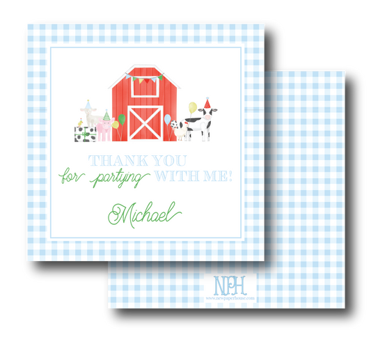 Barnyard Party Thank You/Favor Enclosure Card