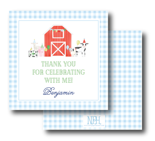 Farm Party Thank You/Favor Enclosure Card