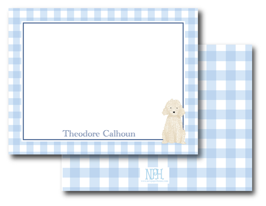 Blue Gingham Dog Stationery Set