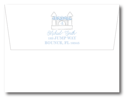 Bounce House Blue Birthday Invitation