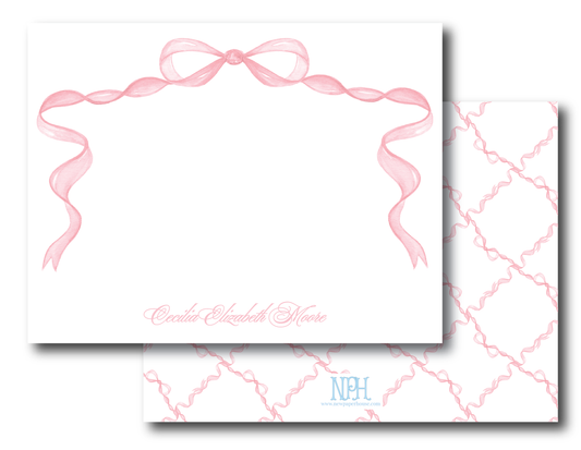 Bow Pink Stationery Set