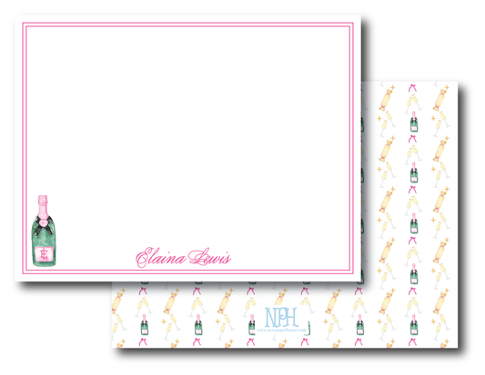 Champagne Bottle Pink Stationery Set