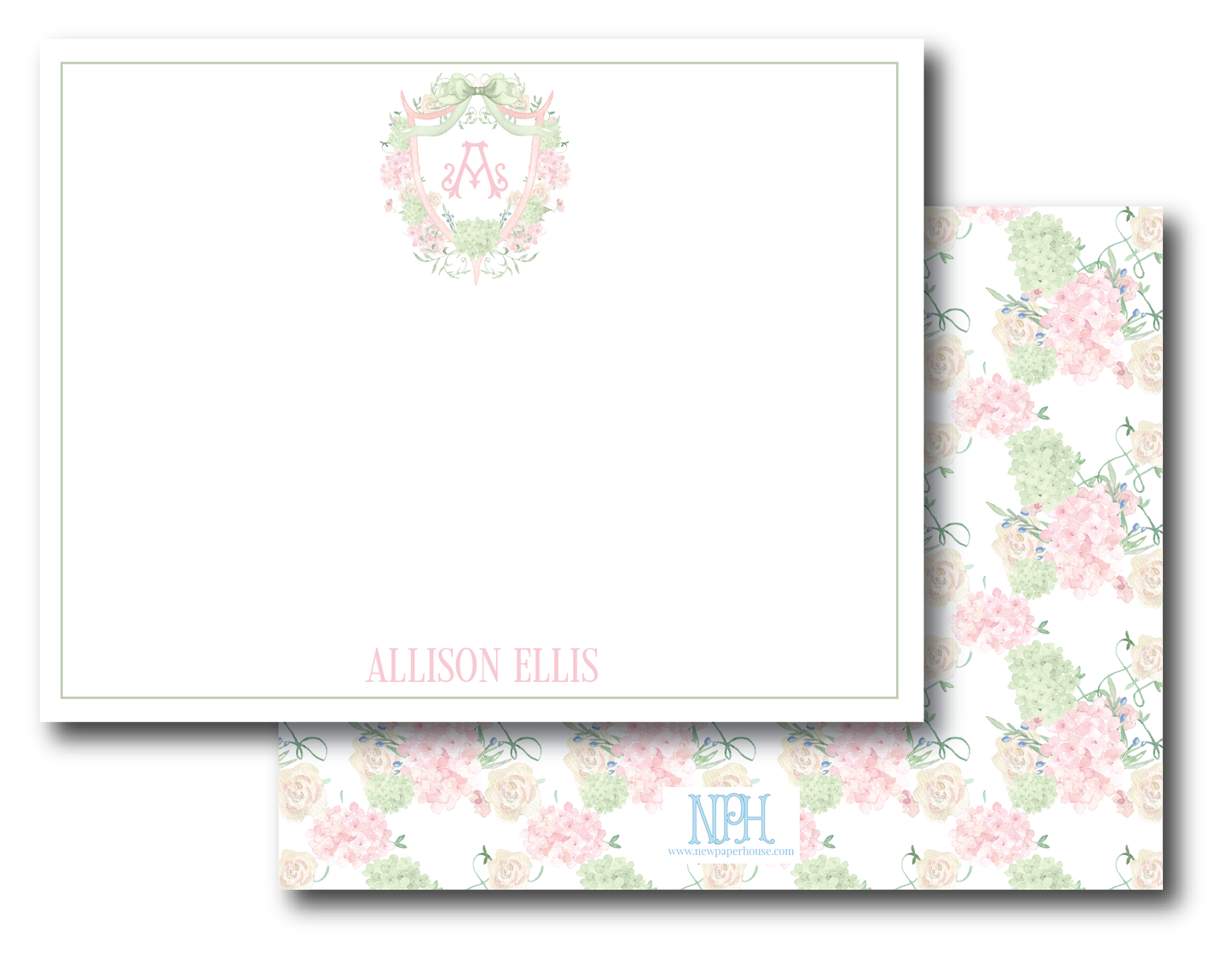 Green & Pink Crest Stationery Set