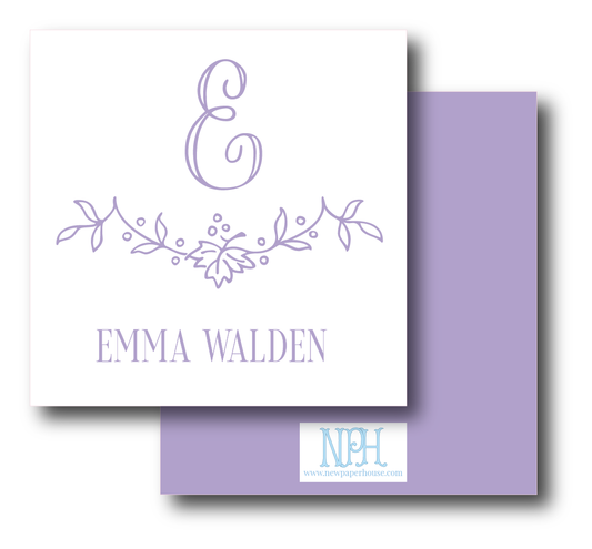 Floral Vine Initial Enclosure Card-Customize Color