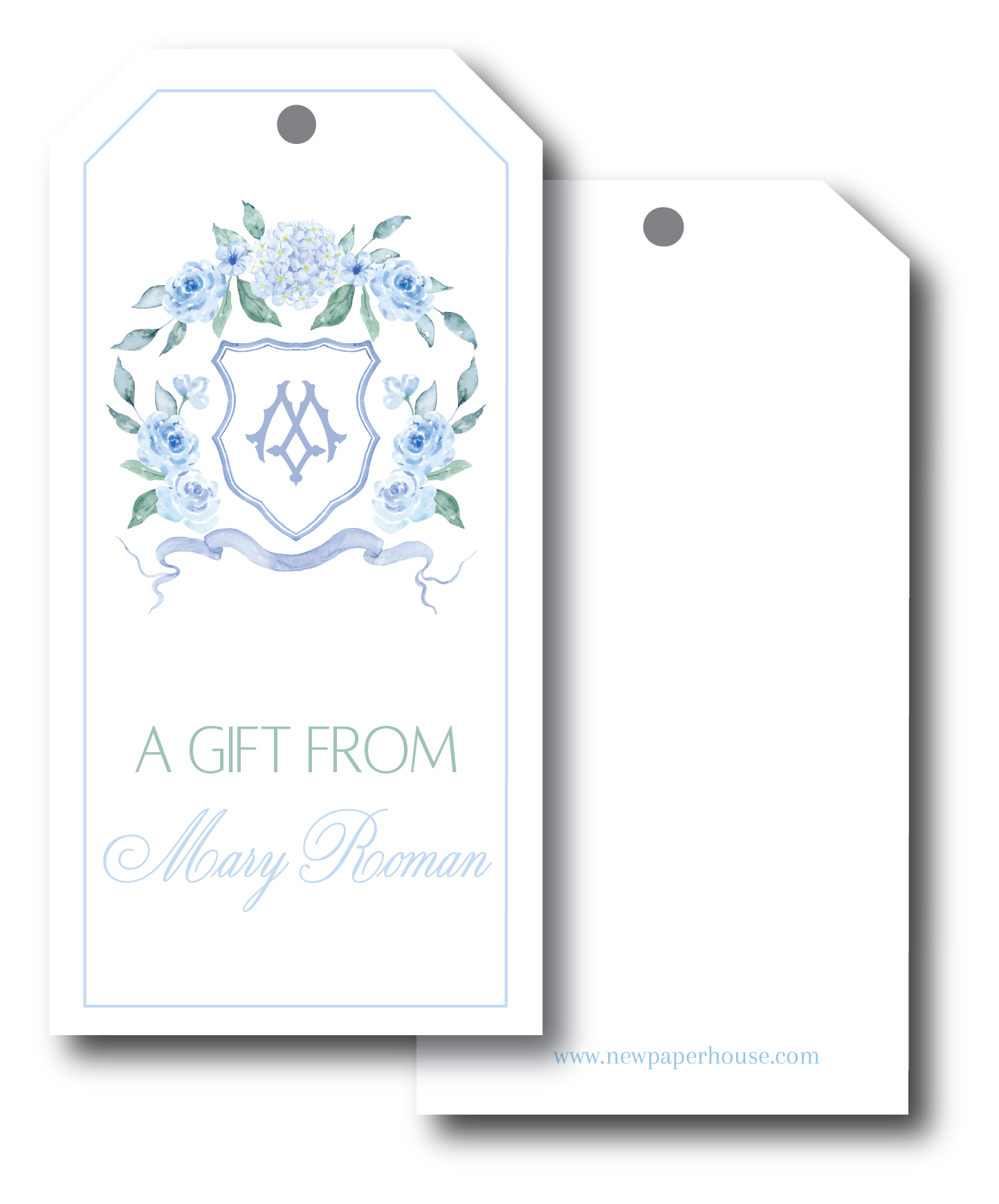 Blue Floral wreath Gift Tag