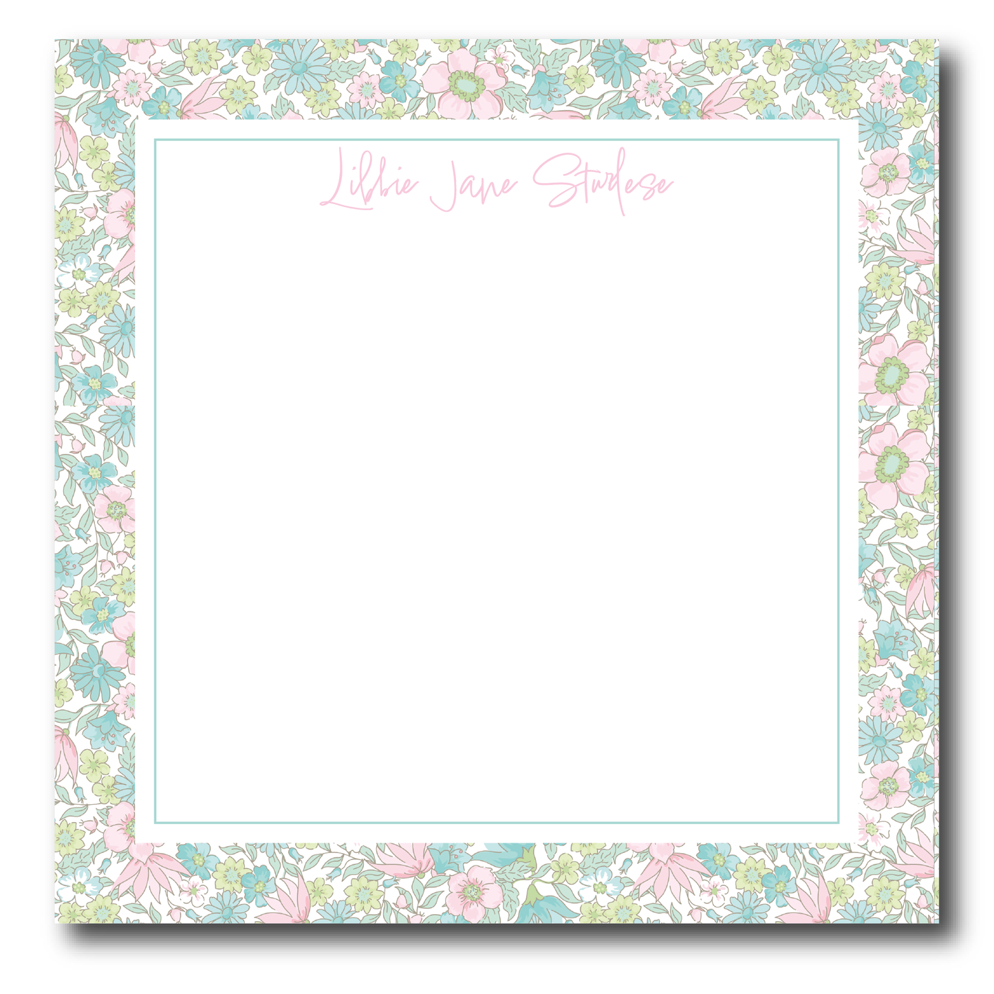 Flowers Pink & Green Notepad