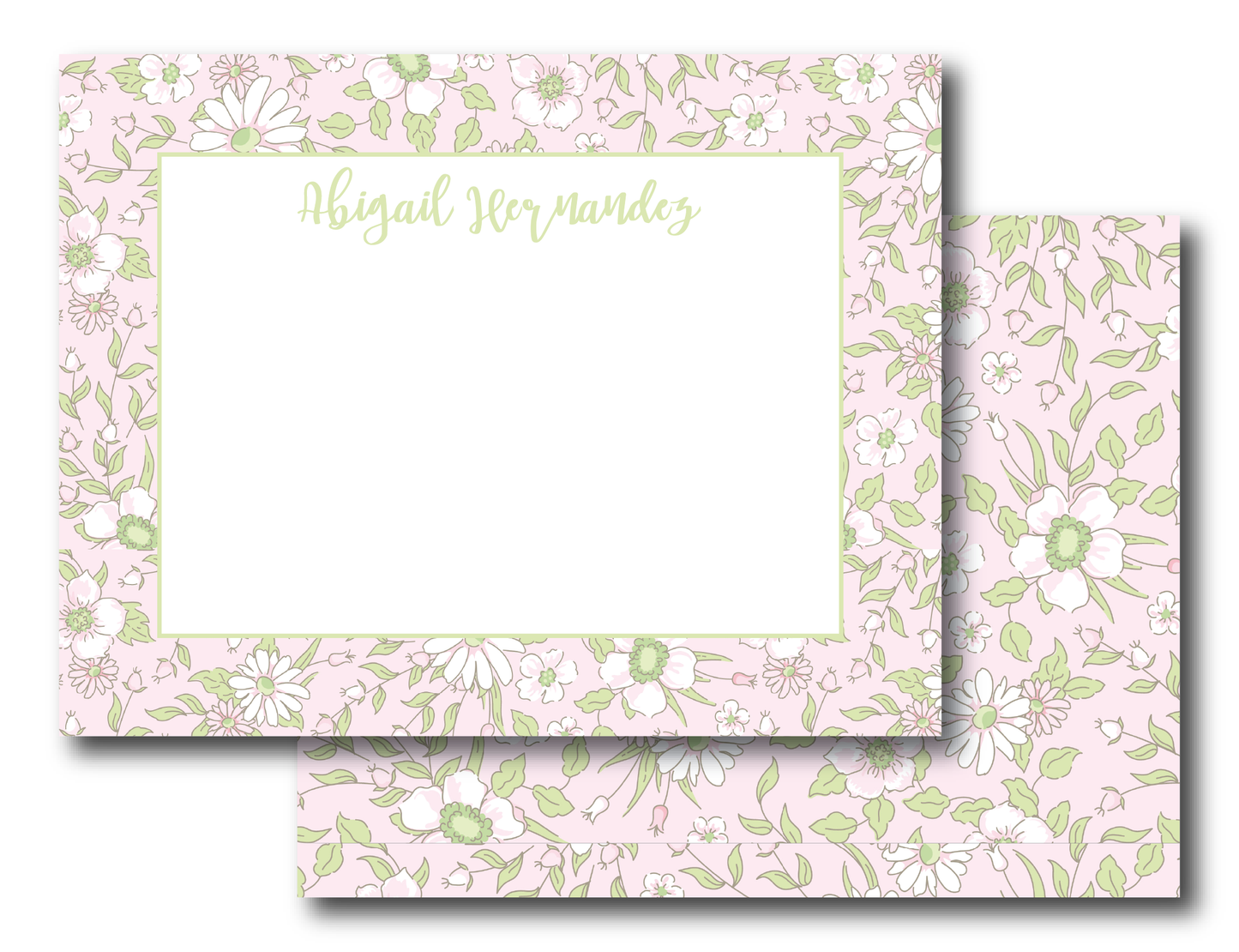 Flowers Pink & Green Stationery Set