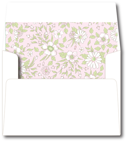 Flowers Pink & Green Stationery Set