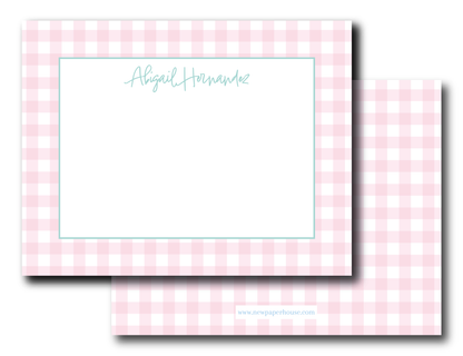 Gingham Pink Stationery Set