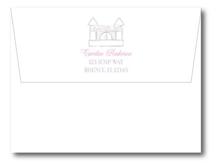 Bounce House Pink Birthday Invitation