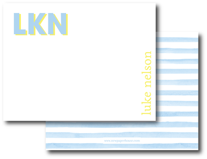 Modern Stripe Blue and Yellow Stationery Set