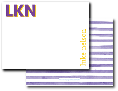 Modern Stripe Purple Gold Stationery Set