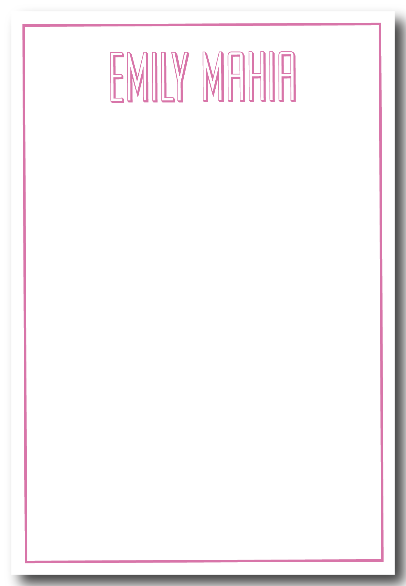 Modern Block Open Pink Notepad- Customize Colors