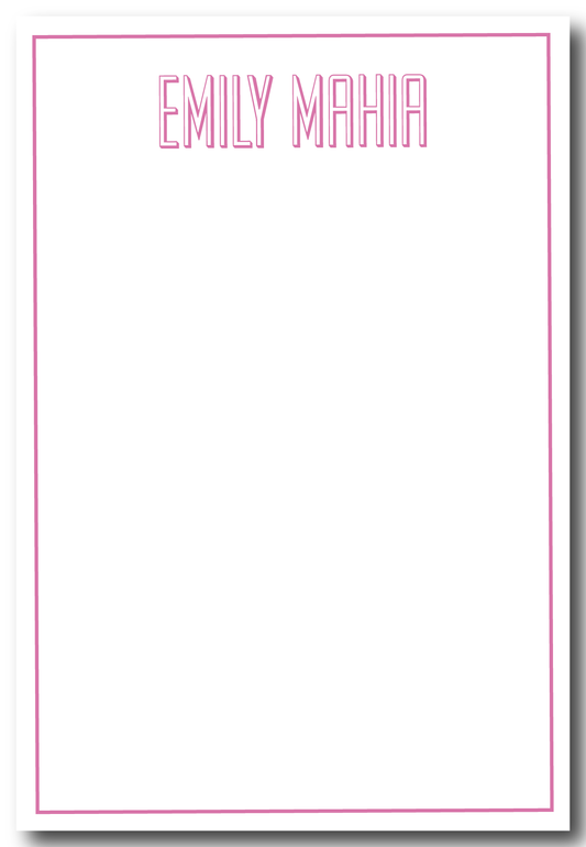 Modern Block Open Pink Notepad- Customize Colors