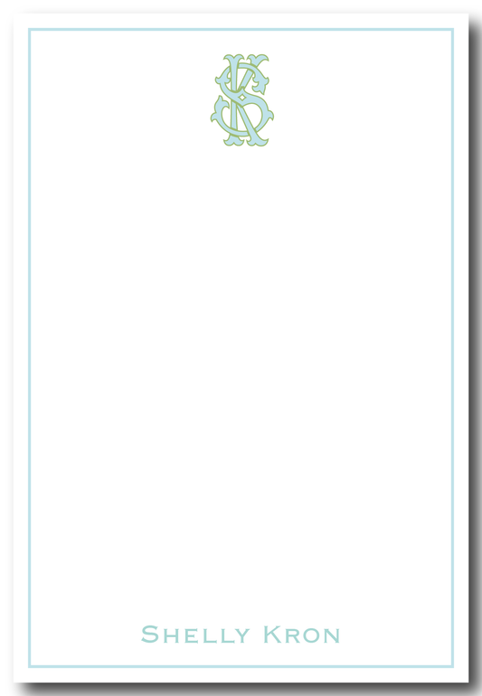 Monogram Green Notepad - Customize Colors