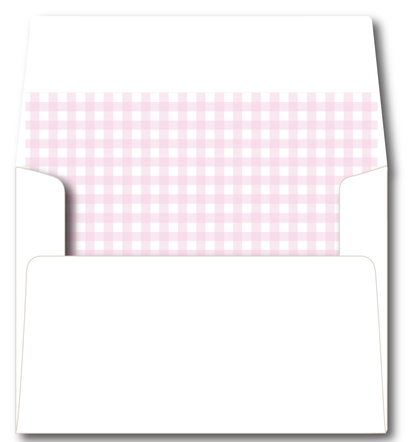 Pink Bow Gingham Stationery Set