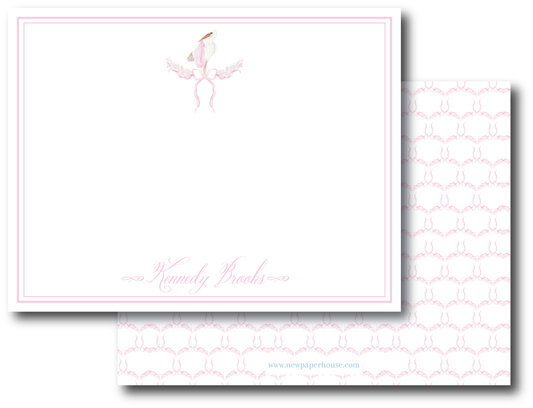 Pink Stork Stationery Set