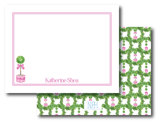 Pink Topiary Stationery Set