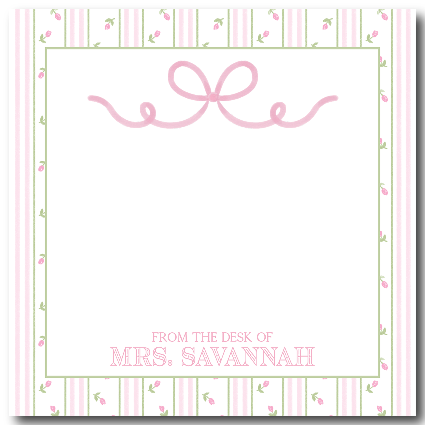 Pink & Green Rose Notepad