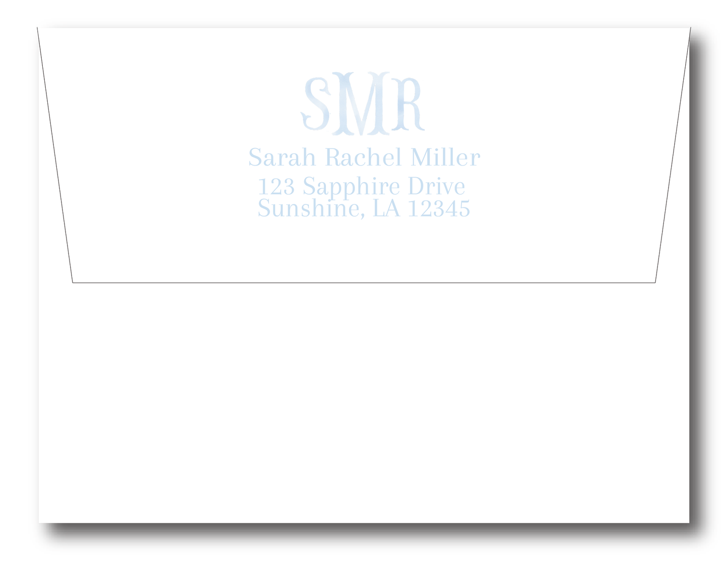 Stripes with Blue Watercolor Initials Stationery Set