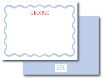 Wavy Border Blue Stationery Set- Customize Colors