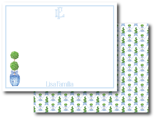 Blue Topiary Stationery Set